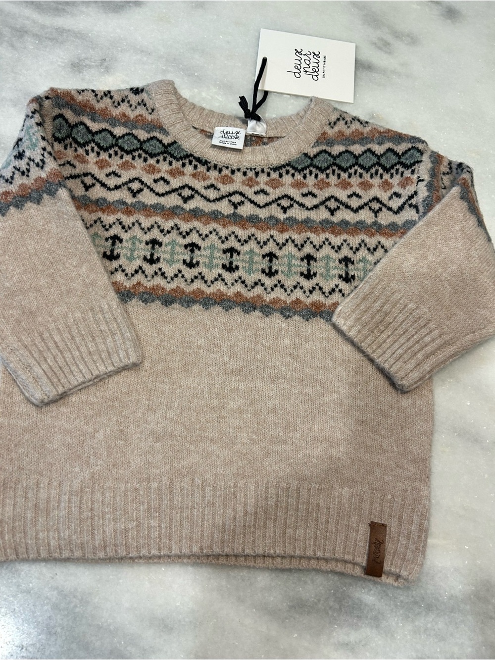 Deux Par Deux beige Fair Isle Style Sweater size 2 net